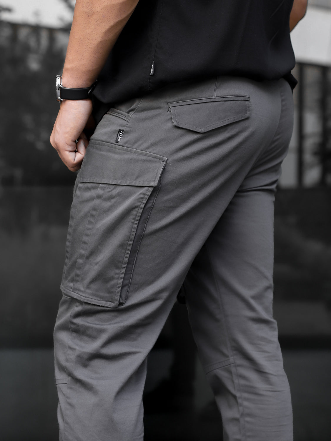 GREY COTTON 6 POCKET TROUSER