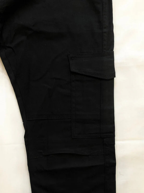 BLACK Cotton Cargo Trouser